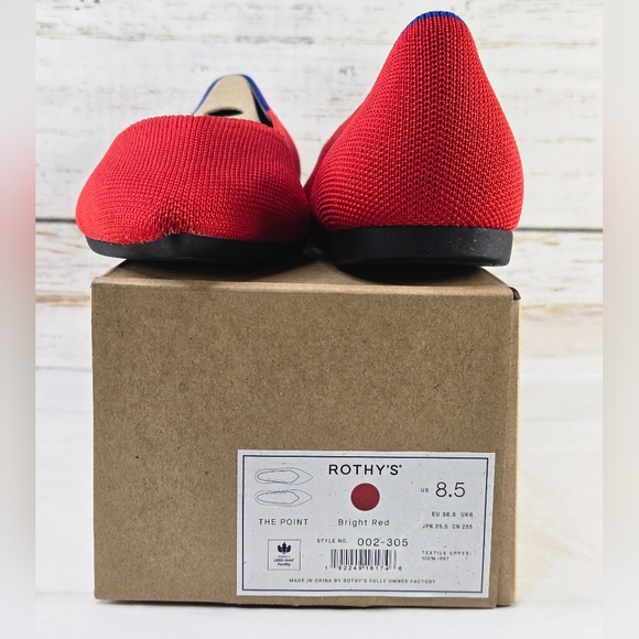 Rothy's Ballet Flats Pointed Toe Bright Red Women's Size 8.5 - Picture 14 of 14